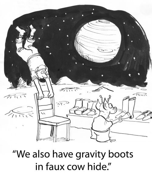 'We also have gravity boots in faux cow hide.'