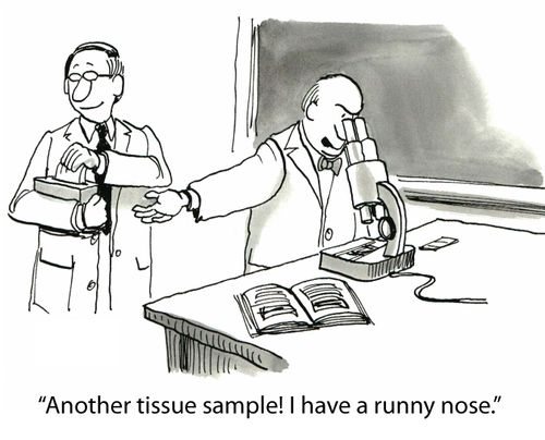 'Another tissue sample! I have a runny nose.'