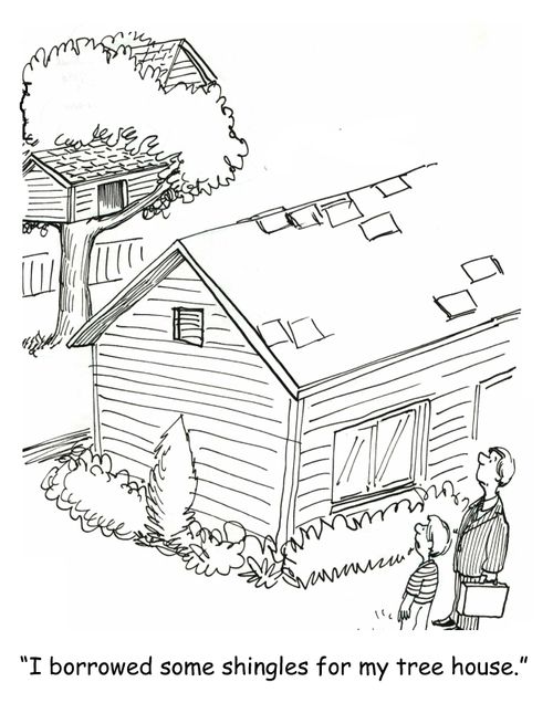 'I borrowed some shingles for my tree house.'