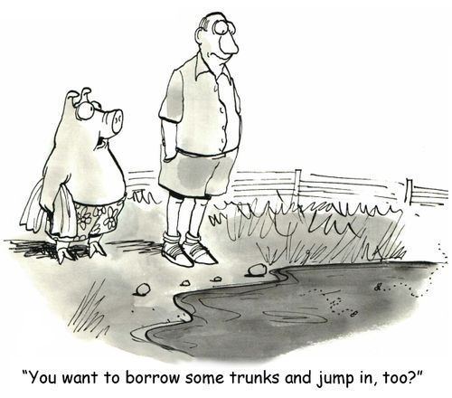 'You want to borrow some trunks and jump in, too?'
