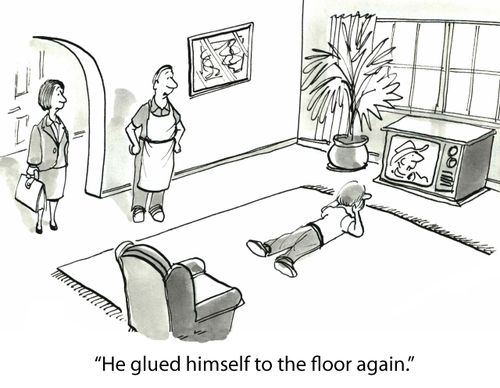 'He glued himself to the floor again.'