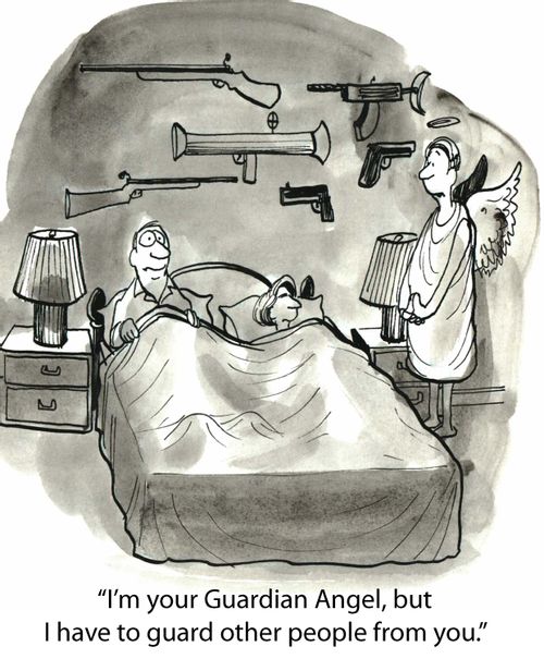 'I'm your Guardian Angel, but I have to guard other people from you.'