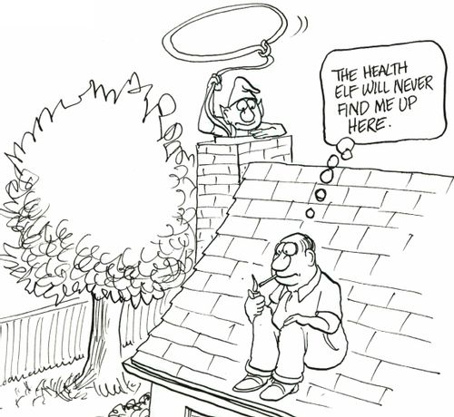 'The health elf will never find me up here.'