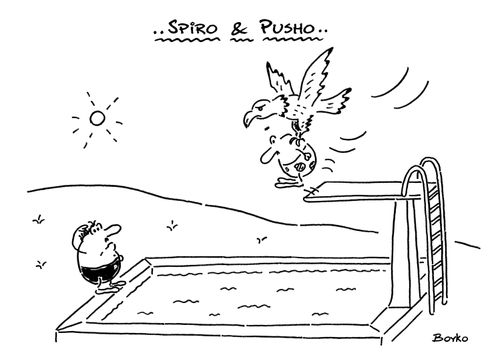An eagle catches springboard diver.