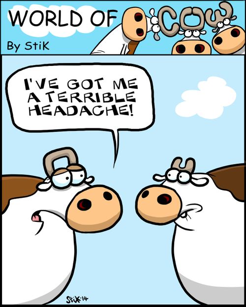 'I've got me a terrible headache!'