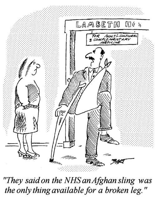 'They said on the NHS an Afghan sling was the only thing available for a broken leg.'