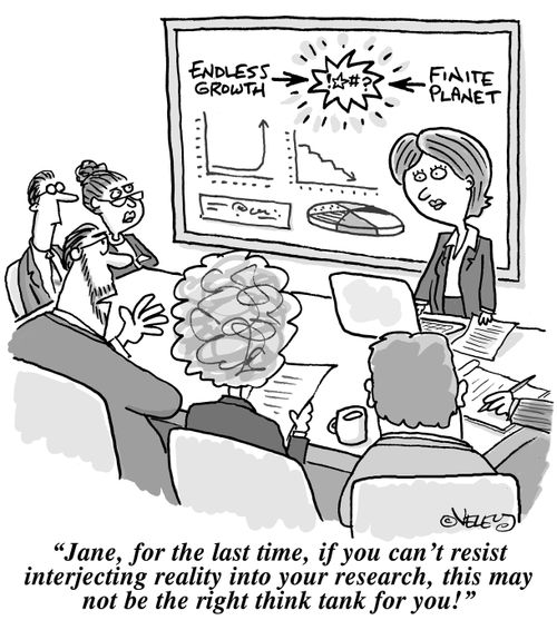 'Jane, if you can't resist interjecting reality into your research, this may not be the right think tank for you!'