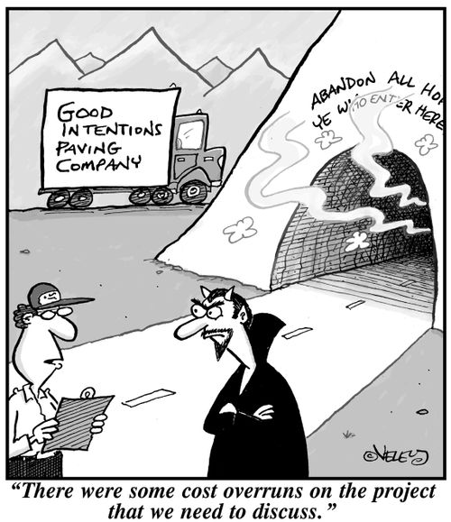 'There were some cost overruns on the project that we need to discuss.'