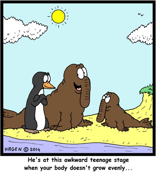 'He's at this awkward teenage stage when your body doesn't grow evenly...'