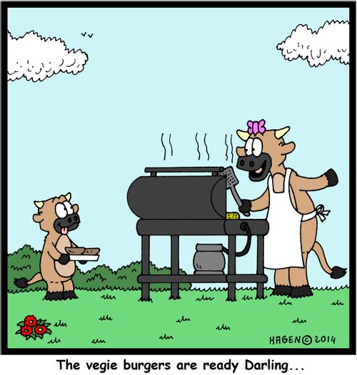 'The vegie burgers are ready Darling...'