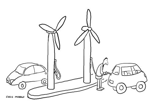 Electric cars filling up.