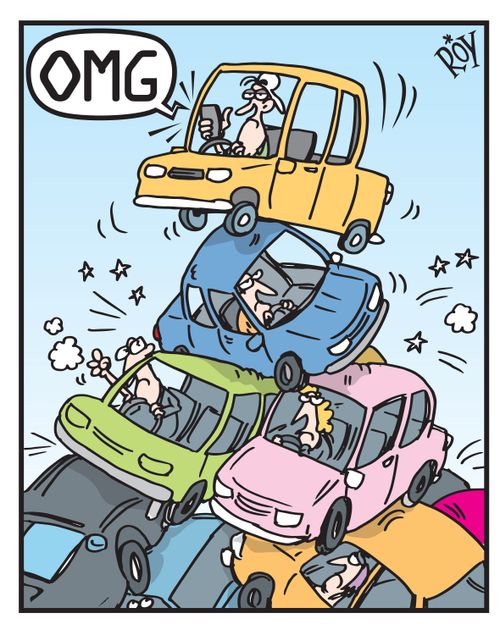 OMG - texting while driving.
