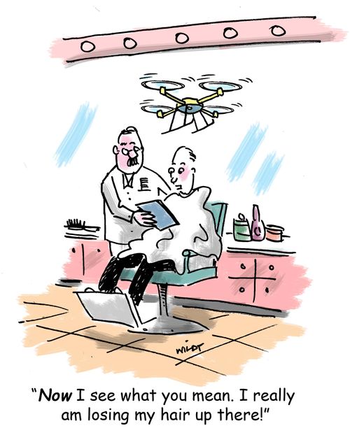 'Now I see what you mean. I really am losing my hair up there!'