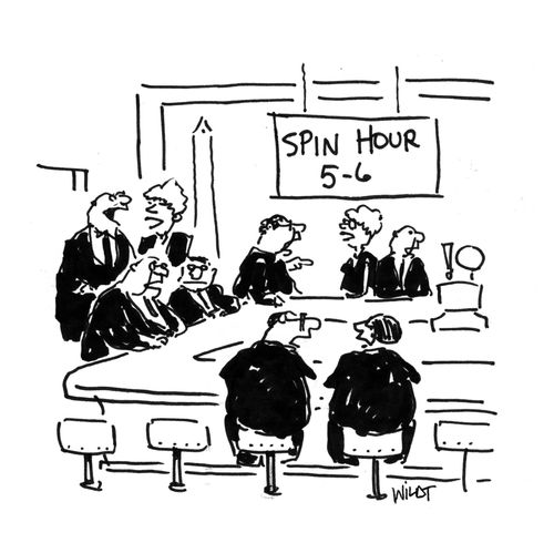 'Spin Hour' in a political bar.