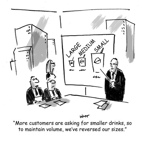 'More customers are asking for smaller drinks, so to maintain volume, we've reversed our sizes.'