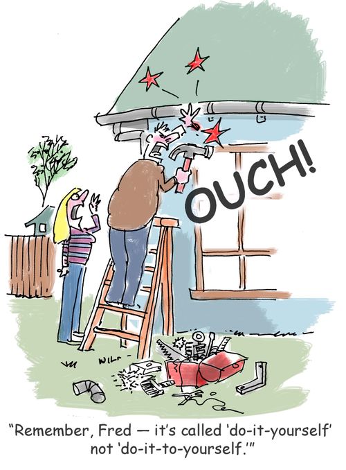 'Remember, Fred - it's called ‘do-it-yourself' not ‘do-it-to-yourself.''