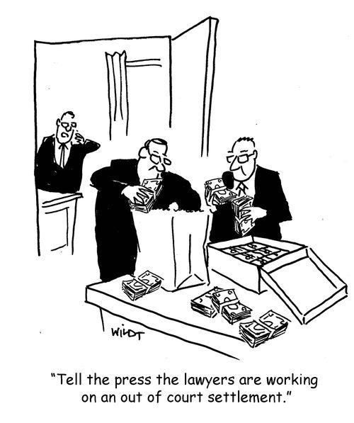'Tell the press the lawyers are working  on an out of court settlement.'