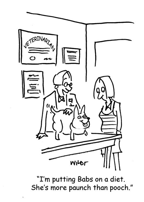 'I'm putting Babs on a diet. She's more paunch than pooch.'