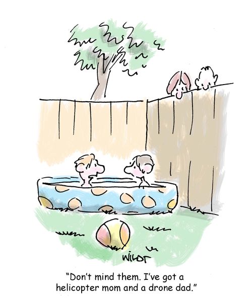'Don't mind them. I've got a helicopter mom and a drone dad.'