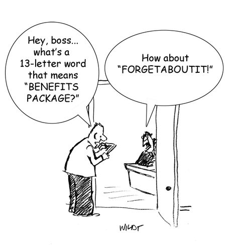 'What's a 13 letter word that means BENEFITS PACKAGE?'