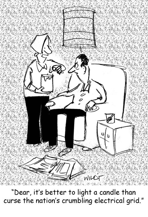 'Dear, it's better to light a candle than curse the nation's crumbling electrical grid.'