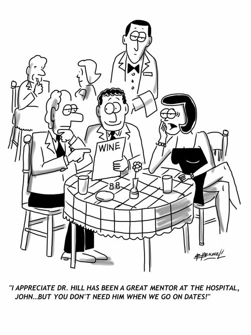 'I appreciate Dr. Hill has been a great mentor at the hospital, John... But you don't need and when we go on dates!'