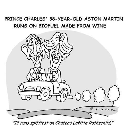 Prince Charles' 38-year-old Aston Martin runs on biofuel made from wine.