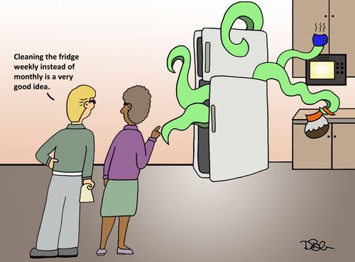 'Cleaning the fridge weekly instead of monthly is a very good idea.'
