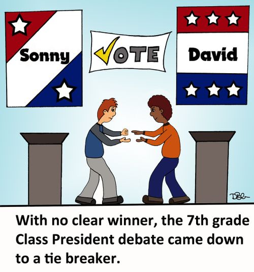 With no clear winner, the 7th grade Class President debate came down to a tie breaker.