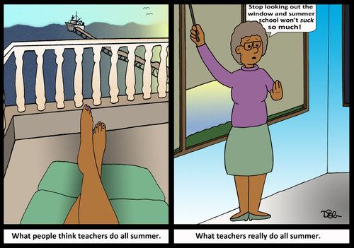What people think teachers do all summer...What teachers really do all summer.
