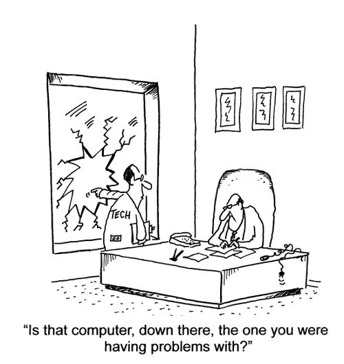 'Is that computer, down there, the one you were having problems with?'