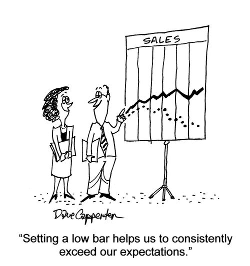 'Setting a low bar helps us to consistently exceed our expectations.'