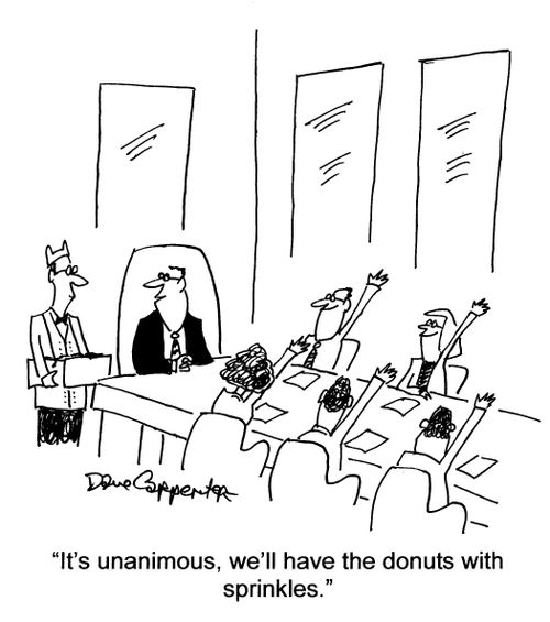'It's unanimous, we'll have the donuts with sprinkles.'