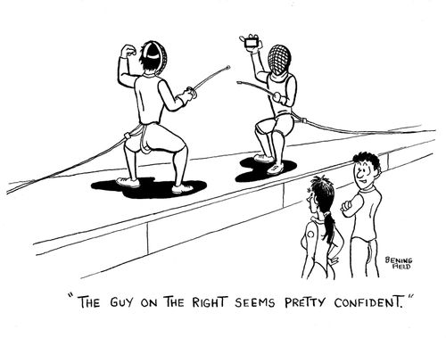 'The guy on the right seems pretty confident.'