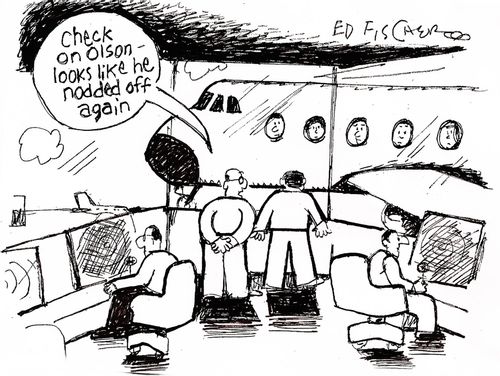 'Check on Olson - looks like he nodded off again.'