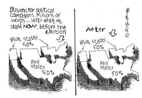 Billions for political campaigns, millions of words. . . Here's where we stand. . .