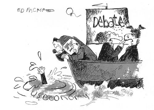 Republicans and Democrats debate while the US economy drowns.