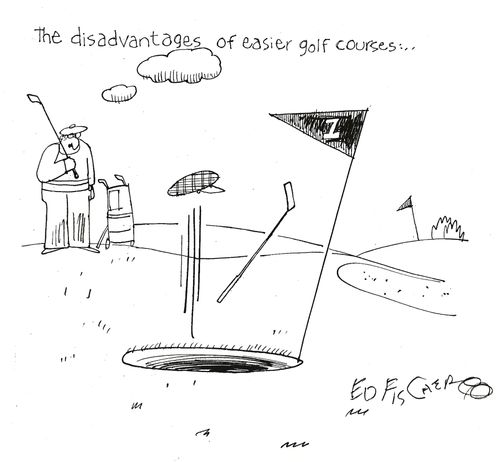 The disadvantages of easier golf courses...