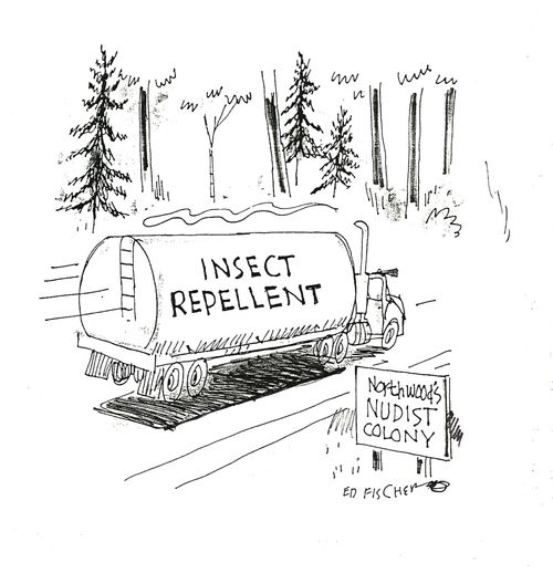 Nudist Colony gets a delivery of Insect Repellent.