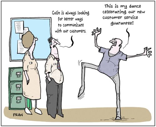 'This is my dance celebrating our new customer service guarantee!'