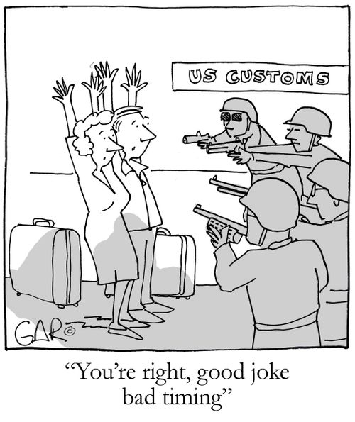 'You're right, good joke, bad timing...'