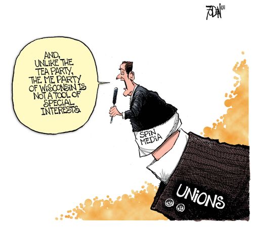 'And unlike the Tea Party, the me party of Wisconsin is not a tool of special interests.'
