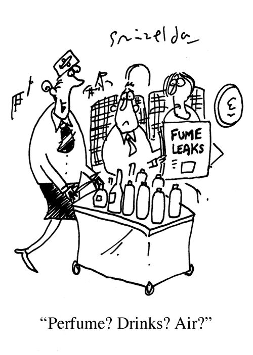 Fume Leaks on aeroplane - 'Perfume? Drinks? Air?'