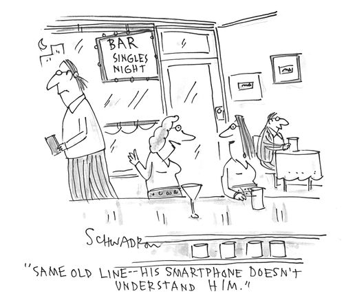 'Same old line - his smartphone doesn't understand him.'