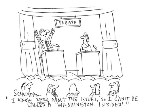 'I know zero about the issue, so I can't be called a 'Washington insider'.'