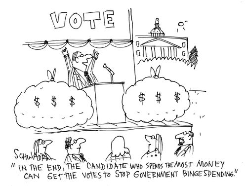 'In the end, the candidate who spends the most money can get the votes to stop government binge spending.'