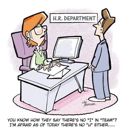 'You know how they say there's no 'I' in 'team'? I'm afraid as of today there's no 'u' either...'