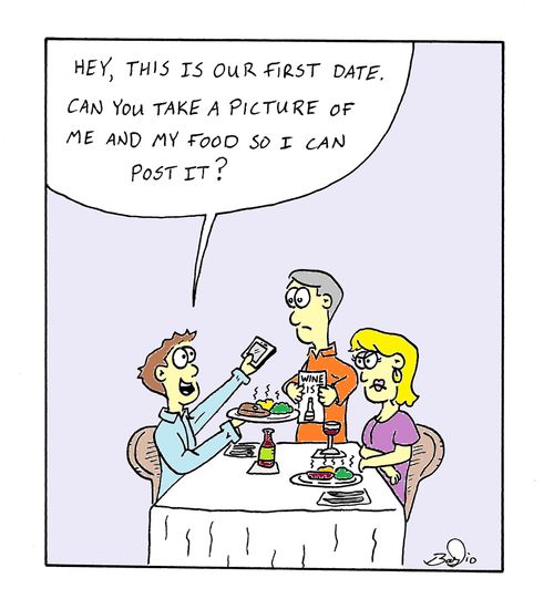 'Hey, this is our first date. Can you take a picture of me and my food so I can post it?'