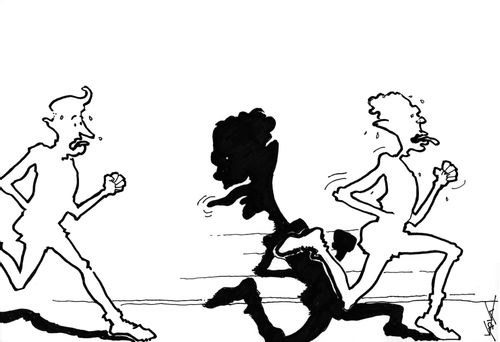 Runner with an exhausted shadow.