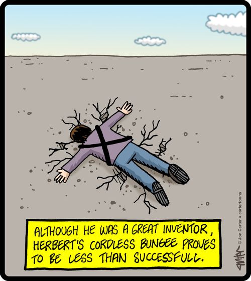 Although he was a great inventor, Herbert's cordless bungee proves to be less than successful.